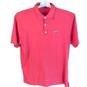 Patagonia Trout Fitz Roy Mens Organic Cotton‎ Coral Short Sleeve Polo Shirt Med